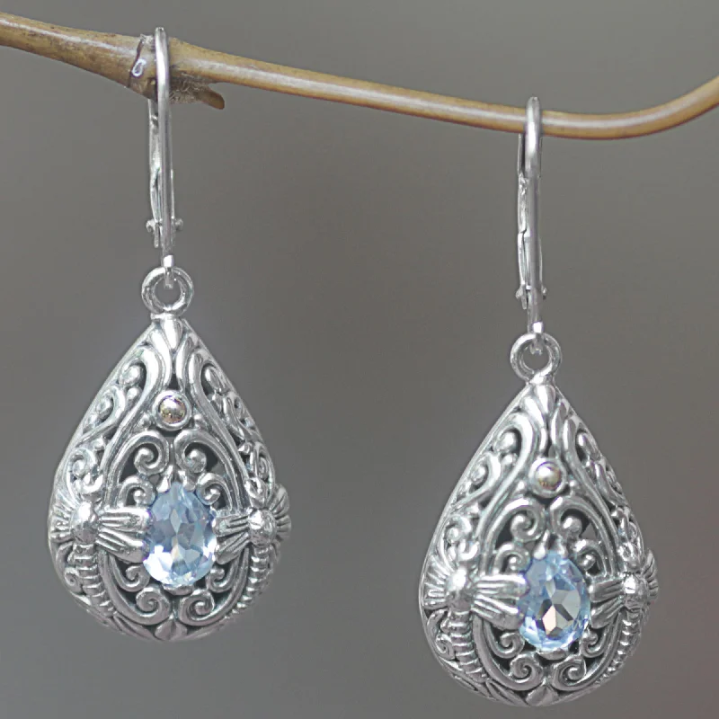Unique Jewelry Designs Now At Discounted Rates Dragonfly Duet Sterling Silver and Blue Topaz Dragonfly Dangle Earrings