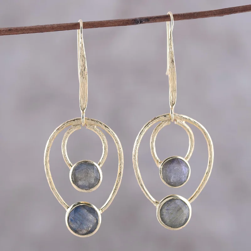 Luxury Jewelry At Unbeatable Discounts Dusky Glamour 18k Gold Plated Labradorite Dangle Earrings from India
