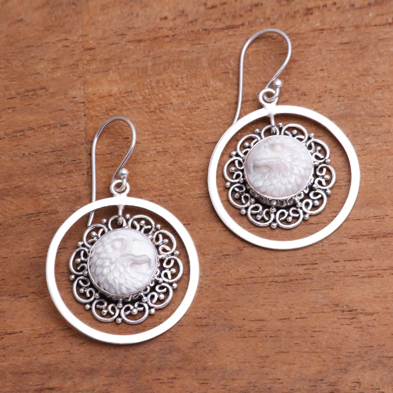 Shop Dazzling Jewelry At The Best Prices Eagle Corona Sterling Silver and Bone Eagle Dangle Earrings from Java Shop Dazzling Jewelry At The Best Prices Eagle Corona Sterling Silver and Bone Eagle Dangle Earrings from Java