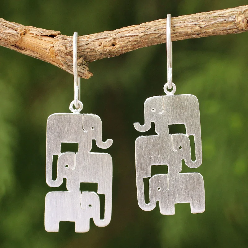 Premium Jewelry Now Available At Special Discounts Elephant Stack Sterling Silver Dangle Earrings