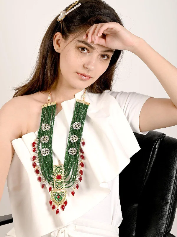 Dazzle With Discounts – Shop Jewelry On Sale Odette Women Emerald Green With Ruby Beads Kundan Necklace Dazzle With Discounts – Shop Jewelry On Sale Odette Women Emerald Green With Ruby Beads Kundan Necklace
