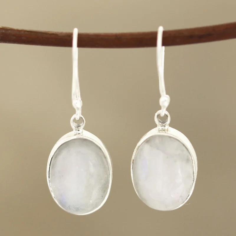 Grab Your Favorite Jewelry At The Lowest Prices Eternal Ovals Natural Rainbow Moonstone Dangle Earrings from India Grab Your Favorite Jewelry At The Lowest Prices Eternal Ovals Natural Rainbow Moonstone Dangle Earrings from India