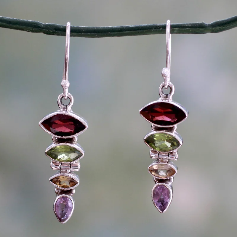 Fashion-Forward Jewelry At Incredible Prices Fantastic Quartet Gemstone Dangle Earrings with Garnet and Peridot Fashion-Forward Jewelry At Incredible Prices Fantastic Quartet Gemstone Dangle Earrings with Garnet and Peridot