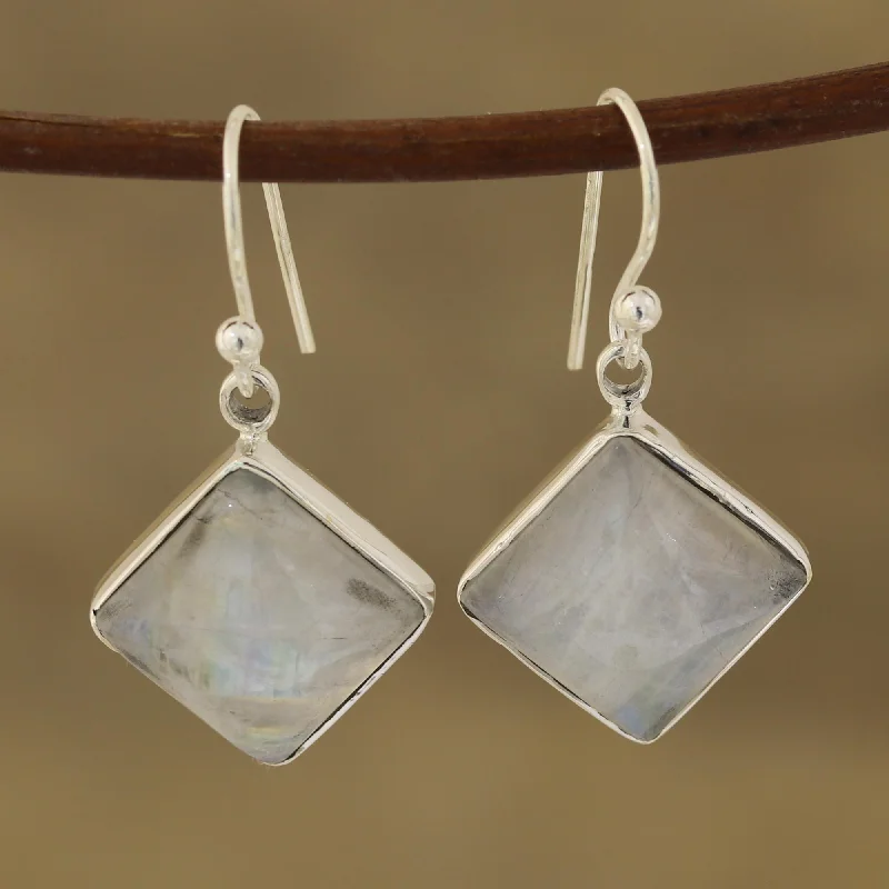 Trending Jewelry Styles Now At Limited-Time Discounts Fascinating Frames Square Rainbow Moonstone Dangle Earrings from India Trending Jewelry Styles Now At Limited-Time Discounts Fascinating Frames Square Rainbow Moonstone Dangle Earrings from India