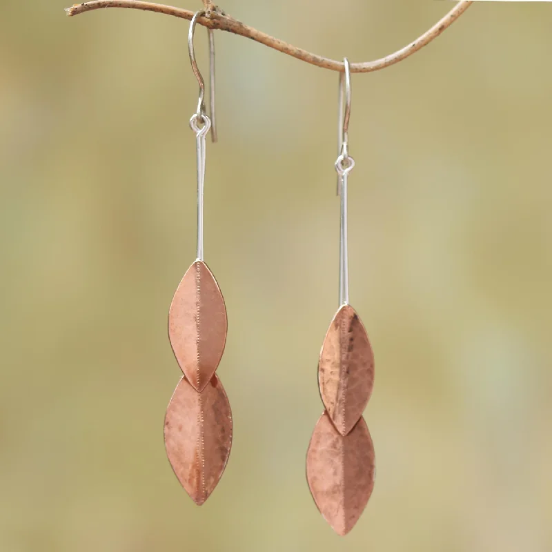 Trending Jewelry Now At Unbeatable Prices Feminine Leaves Rose Gold Accent Sterling Silver Leaf Dangle Earrings
