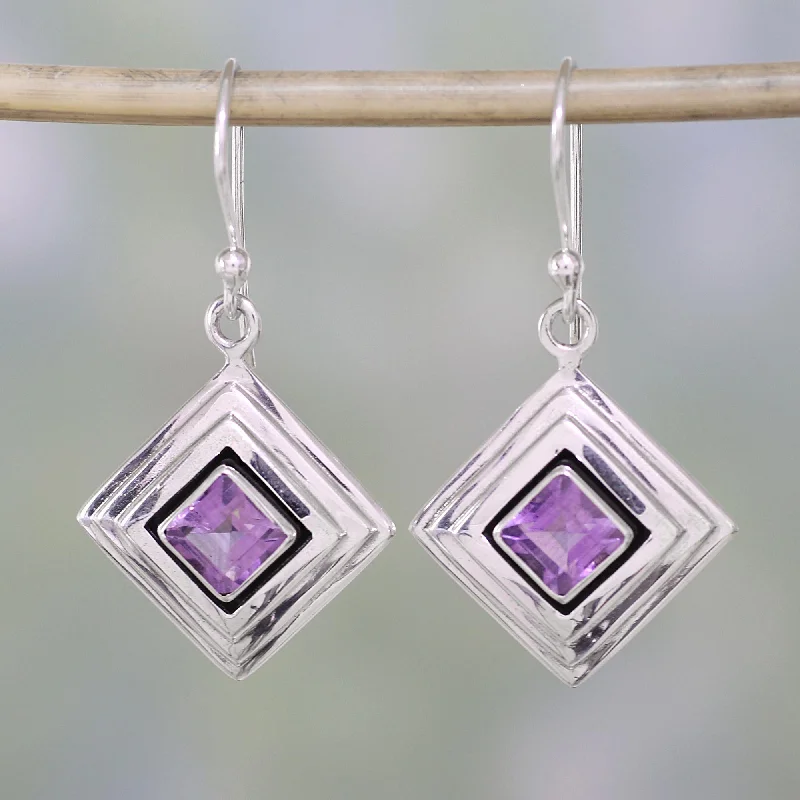 Exclusive Jewelry Sale Event – Shop Now Feminine Purple Amethyst and Sterling Silver Modern Earrings from India