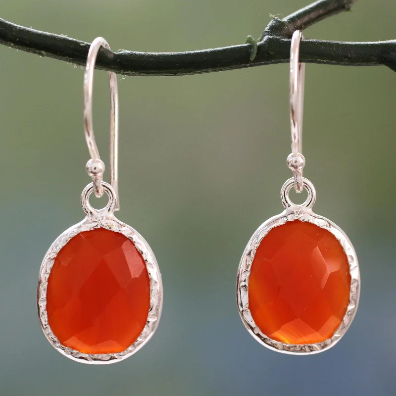 Special Offers On Handcrafted And Designer Jewelry Fire Enthrall Hand Crafted Red Onyx and Sterling Silver Dangle Earrings