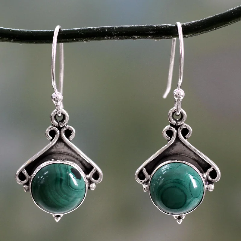 The Perfect Jewelry Piece At The Perfect Discount Forest Charm Sterling Silver and Malachite Dangle Earrings