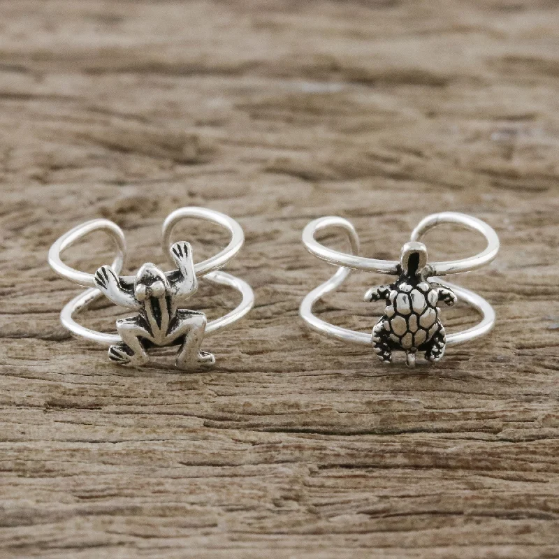 High-End Sparkle, Low-End Prices – Jewelry Sale Live Frog and Turtle Frog and Turtle Sterling Silver Ear Cuffs from Thailand