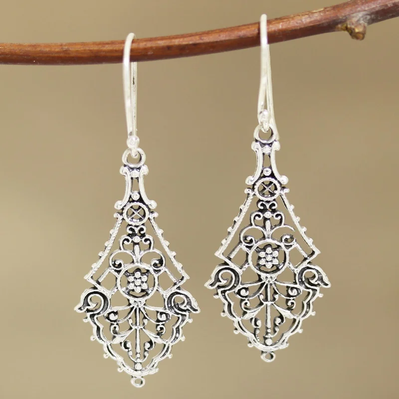 Discounted Jewelry For A Glamorous Look Garden Gateway Openwork Sterling Silver Dangle Earrings Crafted in India Discounted Jewelry For A Glamorous Look Garden Gateway Openwork Sterling Silver Dangle Earrings Crafted in India