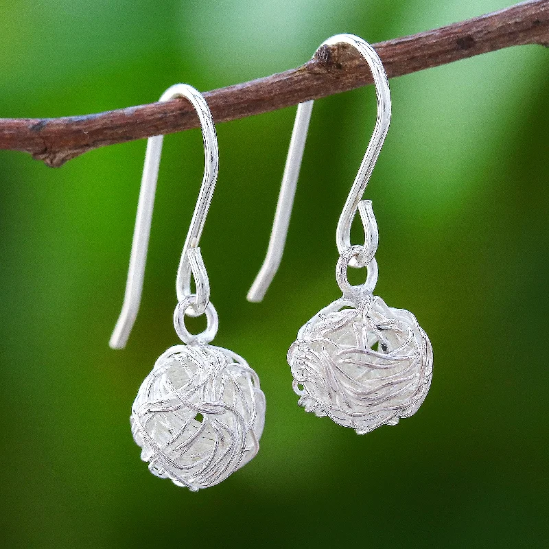 Shop Stylish Jewelry Now And Save Big Glistening Nests Sterling Silver Wire Dangle Earrings from Thailand