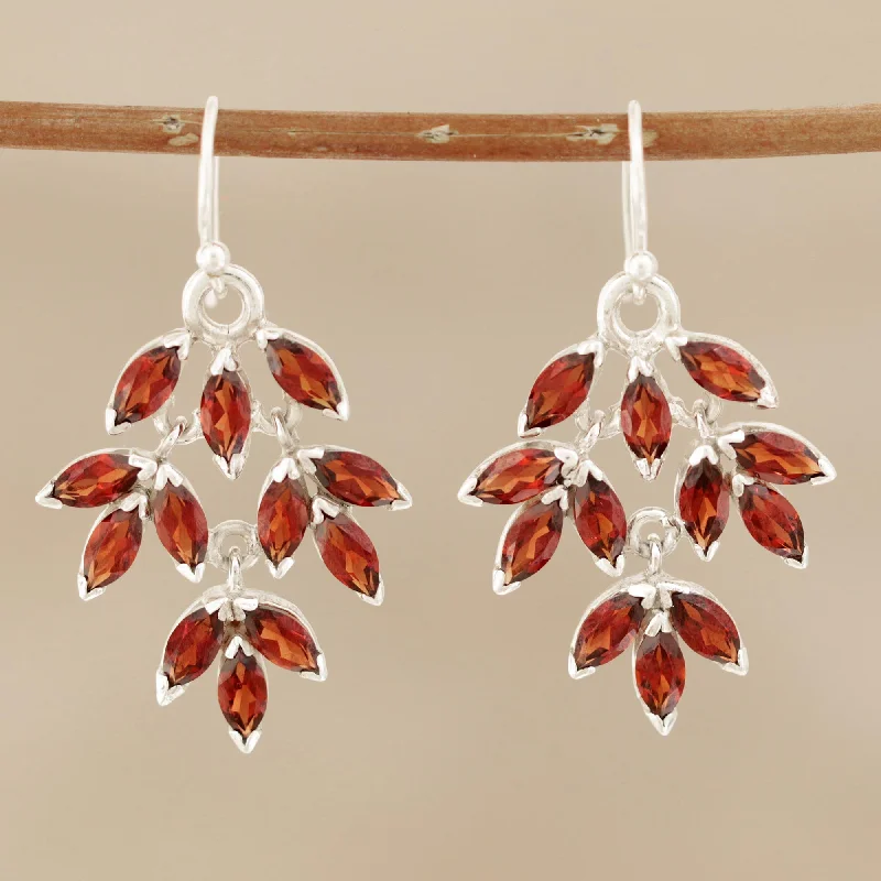 Shine Without Limits – Jewelry Sale Happening Now Glittering Autumn Marquise Garnet Dangle Earrings Crafted in India