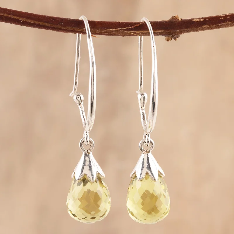 Special Jewelry Deals – Upgrade Your Collection Glittering Dew 10-Carat Lemon Quartz Dangle Earrings from India