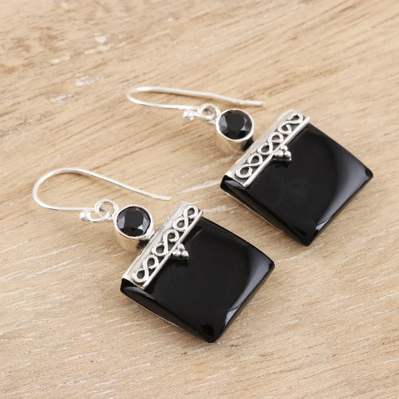 Discounted Jewelry For A Glamorous Look Glory in Black Black Onyx and Silver Dangle Earrings