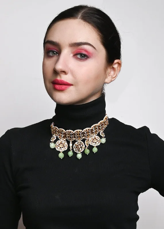 Premium Jewelry Now Available At Special Discounts Odette Women Gold Green Traditional Choker Set Premium Jewelry Now Available At Special Discounts Odette Women Gold Green Traditional Choker Set