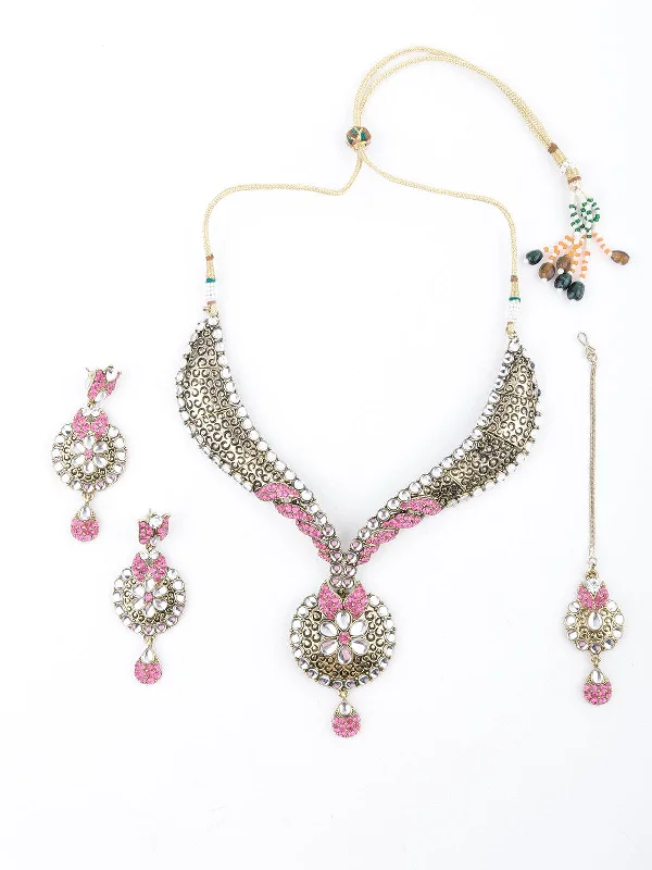 Best Jewelry Deals – Premium Quality At Exclusive Discounts Odette Women Golden And Light Pink Floral Choker Necklace