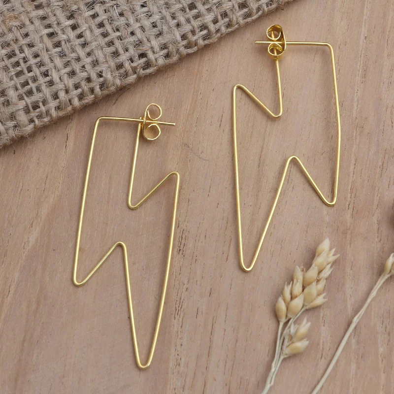 High-End Sparkle, Low-End Prices – Jewelry Sale Live Golden Bolt Gold-Plated Lightening Bolt Drop Earrings
