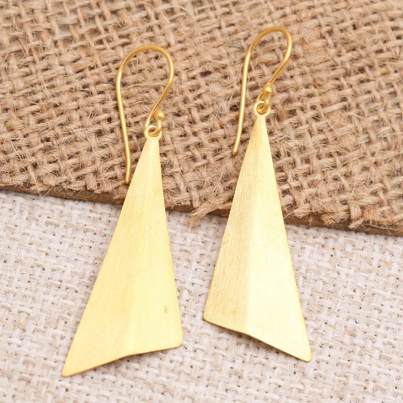 Glamorous Jewelry, Glamorous Deals – Shop Now Golden Mountain Hand Crafted Gold-Plated Dangle Earrings