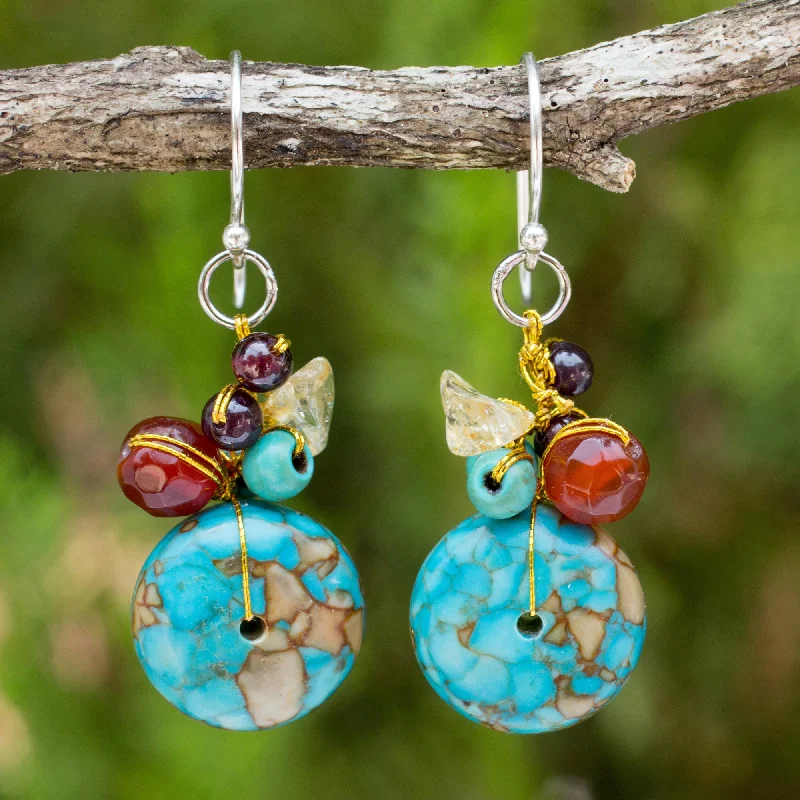 Fashion-Forward Jewelry At Exclusive Discounts Green Earth Multi-Gem Blue Calcite Silver Cluster Earrings