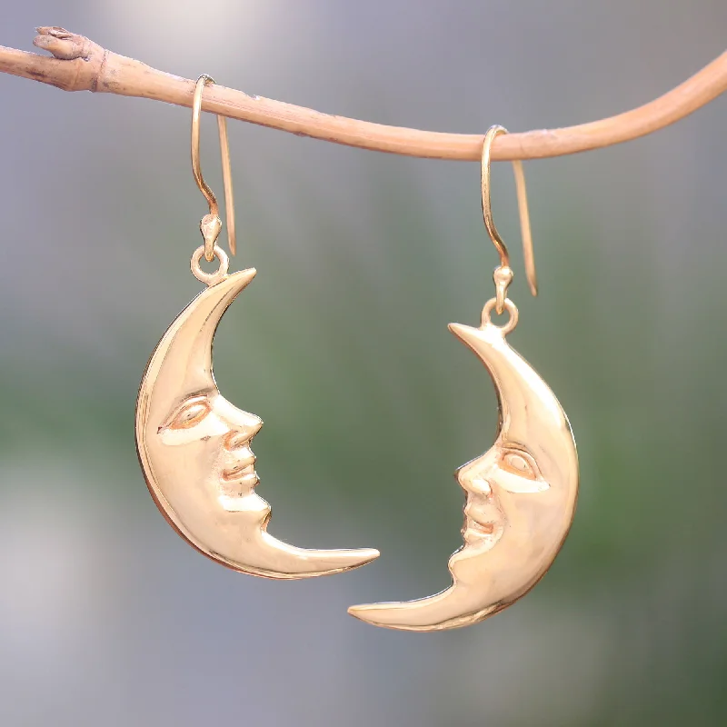 Seasonal Jewelry Sale – Upgrade Your Collection Happy Moon Gold Plated Sterling Silver Moon Dangle Earrings from Bali Seasonal Jewelry Sale – Upgrade Your Collection Happy Moon Gold Plated Sterling Silver Moon Dangle Earrings from Bali