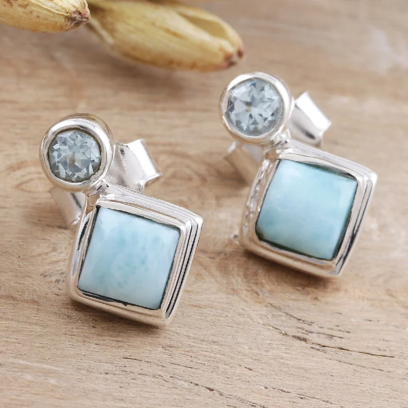 Personalized Jewelry Sale – Meaningful Gifts At Great Prices Harmony in Blue Larimar and Blue Topaz Sterling Silver Drop Earrings Personalized Jewelry Sale – Meaningful Gifts At Great Prices Harmony in Blue Larimar and Blue Topaz Sterling Silver Drop Earrings