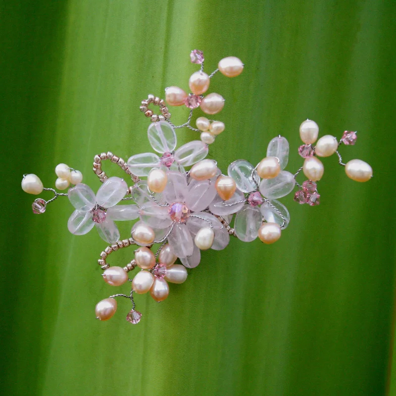 Affordable Luxury Jewelry – Style At A Great Price Honey Peach Freshwater Pearl & Quartz Brooch