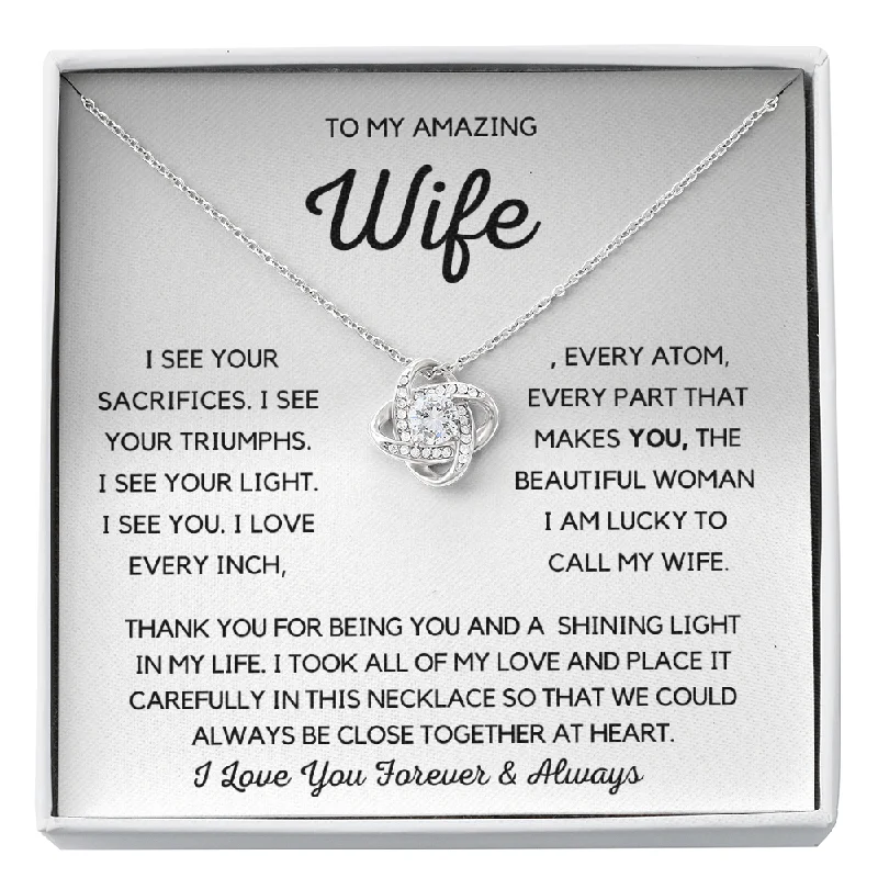 High-Quality Gemstone Jewelry For Special Occasions Love Knot Necklace- I See You Wife Necklace Romantic Gift 💝 She will never forget this gift!
