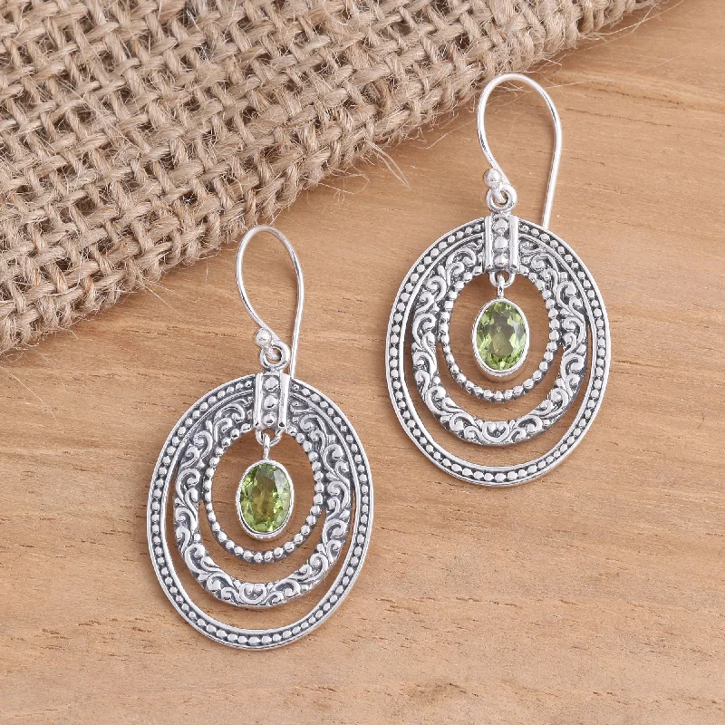 Unlock Unbeatable Jewelry Deals Before They’Re Gone Inner Circles in Green Concentric Circle Peridot Earrings Balinese Motif