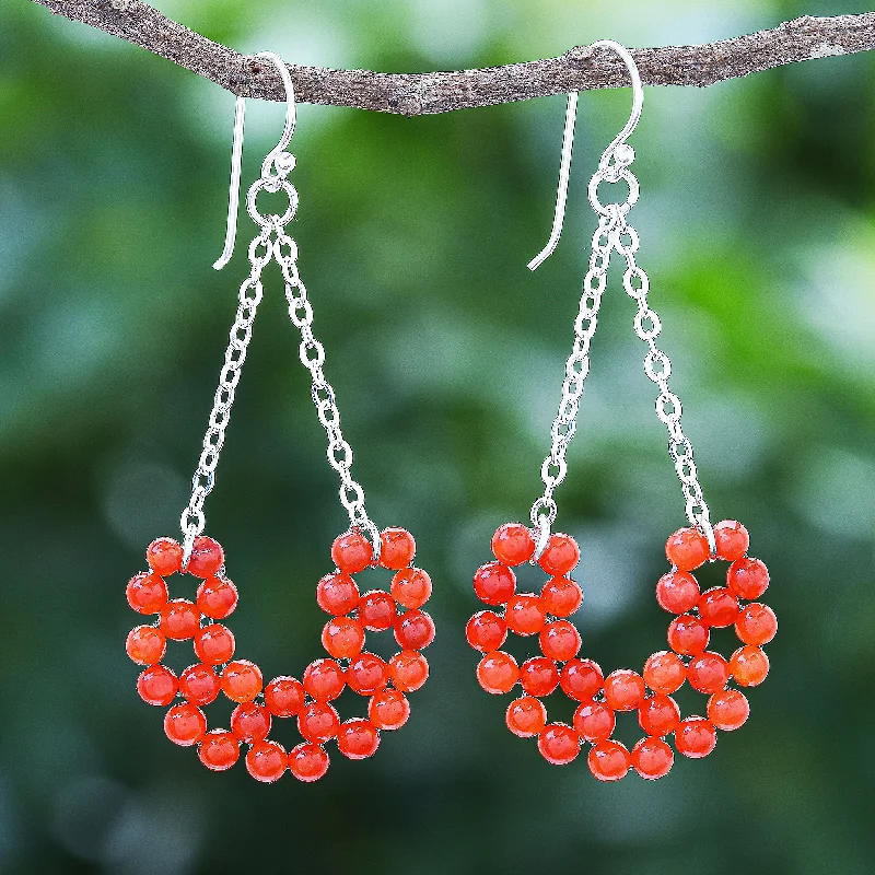 Discounted Luxury Jewelry – Shine Without The Splurge Jolly Morning in Orange Hand Crafted Thai Carnelian Dangle Earrings
