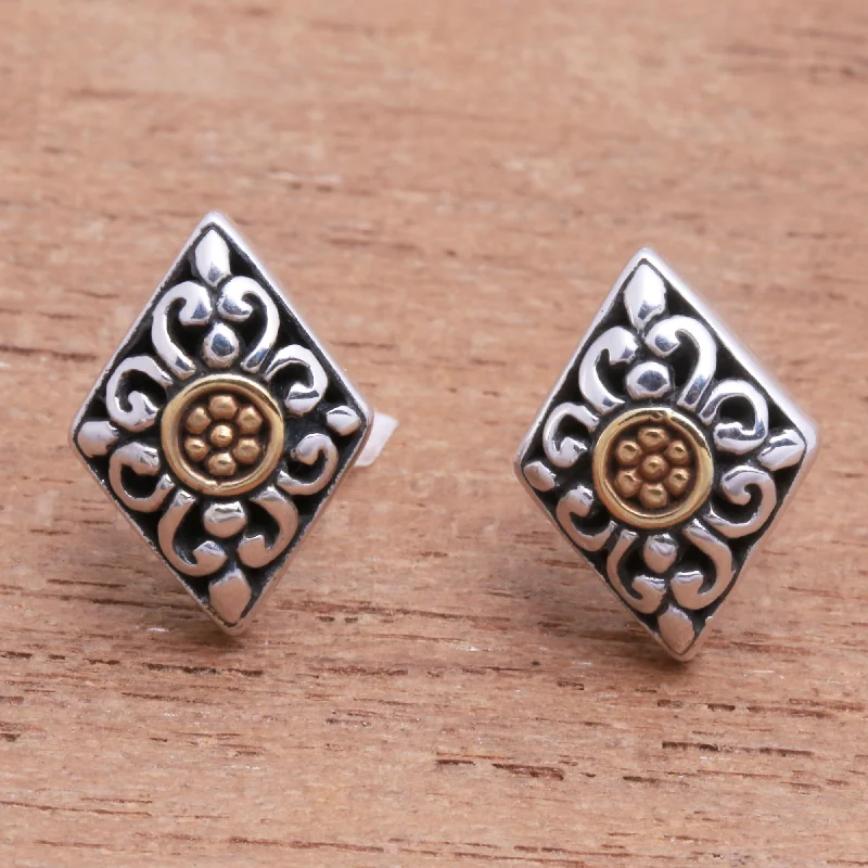 Chic And Stylish Jewelry At Exclusive Prices Kite Bouquet Kite-Shaped Gold Accented Sterling Silver Button Earrings Chic And Stylish Jewelry At Exclusive Prices Kite Bouquet Kite-Shaped Gold Accented Sterling Silver Button Earrings