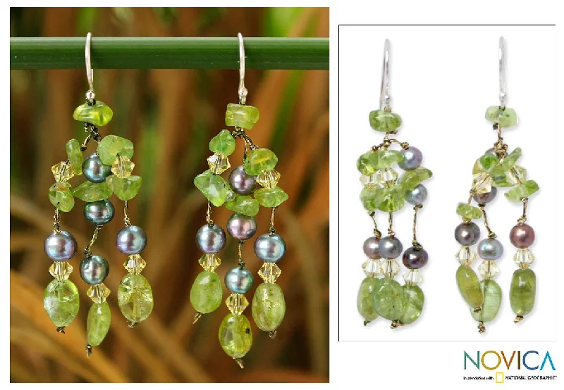 Must-Have Jewelry At Unbelievable Discounts Kiwi Ice Peridot & Pearl Beaded Earrings