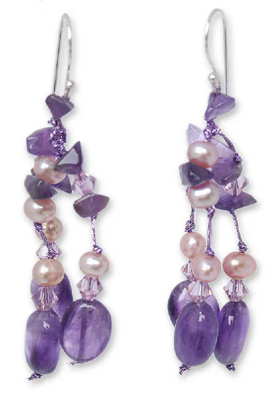 Premium Diamond Jewelry At Once-In-A-Lifetime Discounts Lavender Ice Dyed Pearl & Amethyst Earrings