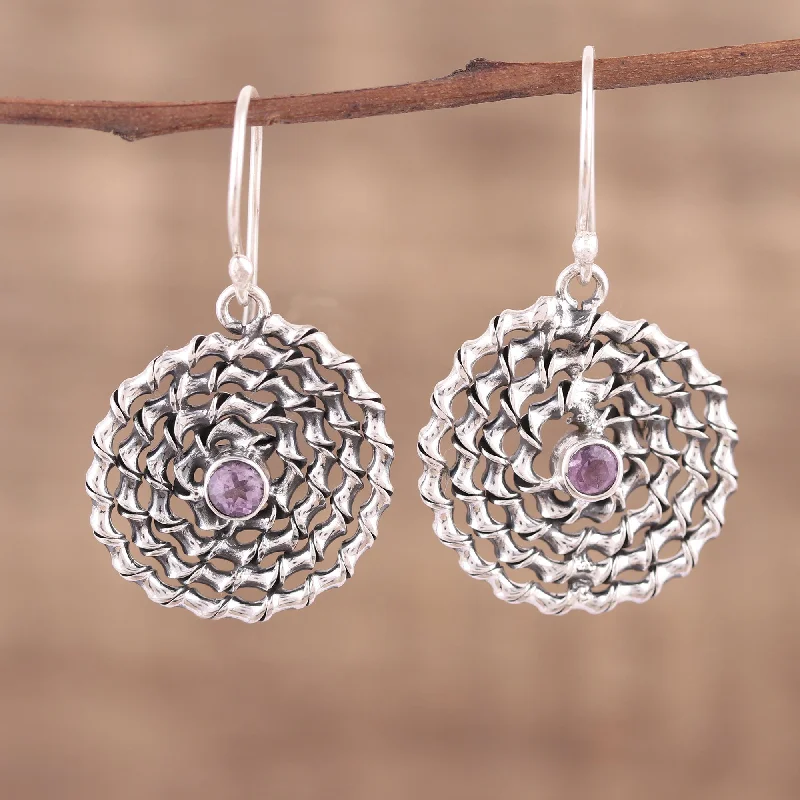 Special Sale On Handcrafted Jewelry – Shop Today Lavender Spiral Amethyst and Sterling Silver Dangle Earrings from India