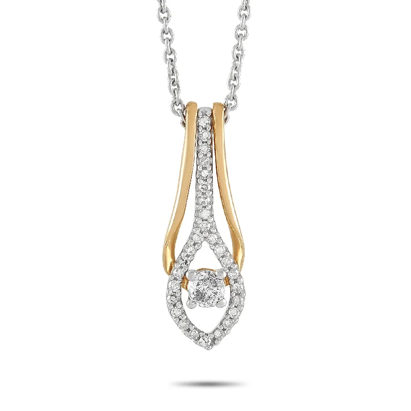 LB Exclusive 10K White and Yellow Gold 0.25 ct Diamond Pendant Necklace