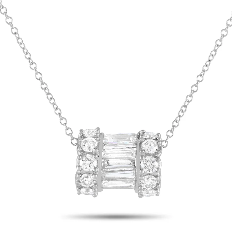 LB Exclusive 14K White Gold 1.75ct Diamond Barrel Necklace NK01644-W