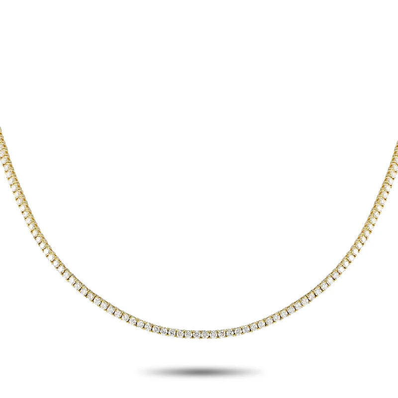 LB Exclusive 14K Yellow Gold 7.08ct Lab-Grown Diamond Tennis Necklace MF11-100924