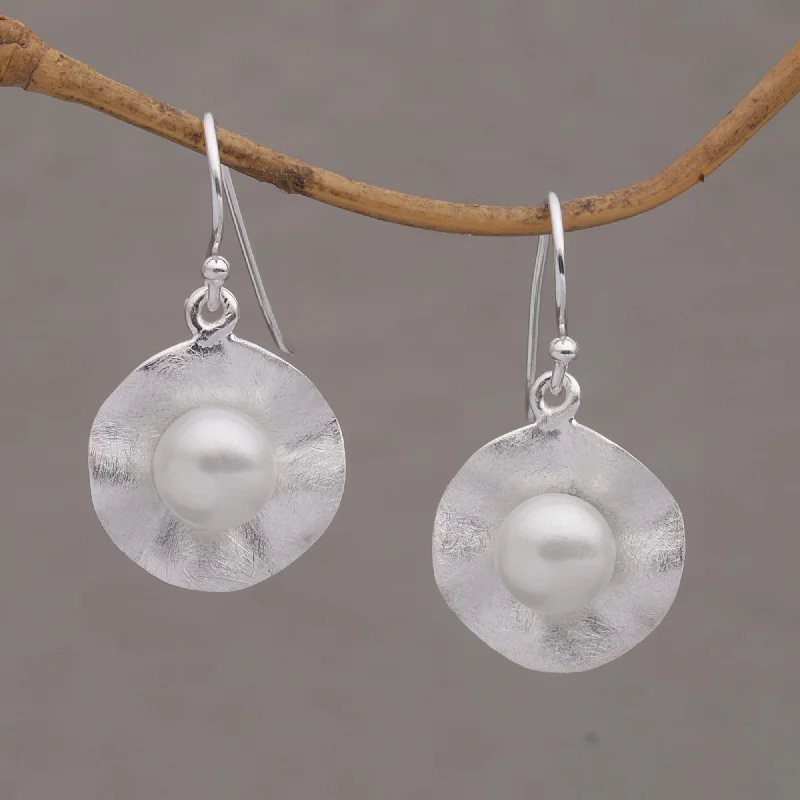 Must-Have Jewelry Pieces At Reduced Prices Lily Pad Glow Cultured Pearl and Brushed Sterling Silver Earrings