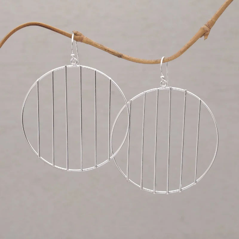The Biggest Jewelry Sale Of The Year Is Here Linescope Sterling Silver Vertical Lines Circle Dangle Earrings