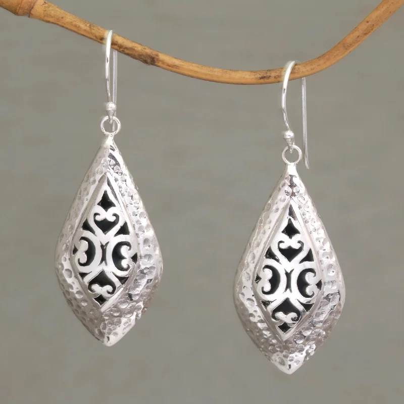 Affordable Gold-Plated Jewelry For Modern Fashion Love of My Life Openwork Sterling Silver Dangle Earrings from Bali
