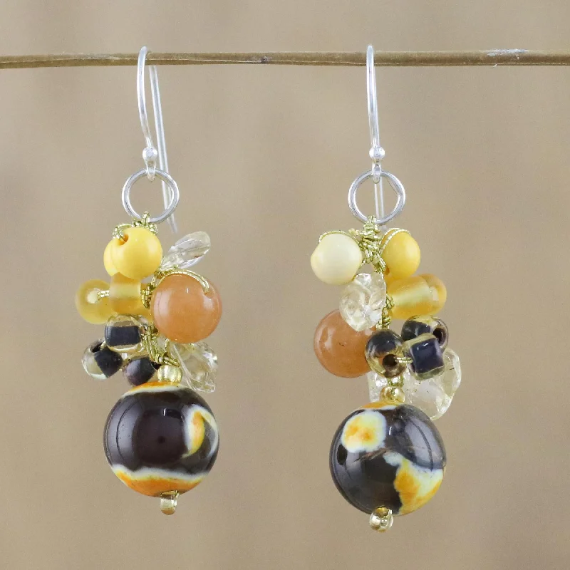 Trending Jewelry Now At Unbeatable Prices Lovely Blend in Yellow Quartz & Silver Cluster Earrings