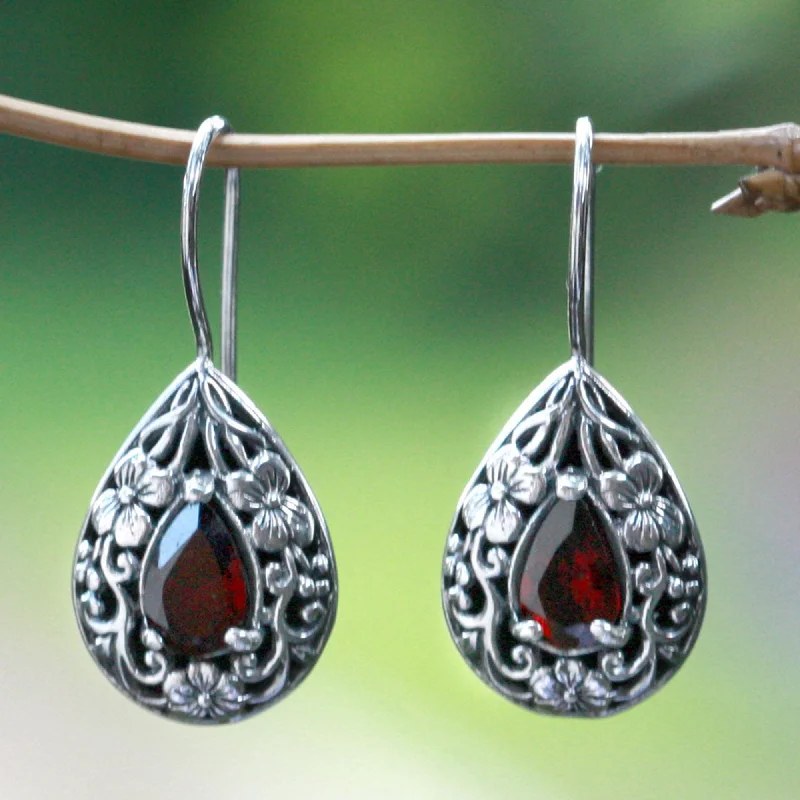 Elevate Your Outfit With Discounted Statement Jewelry Lovely Daisies Garnet Teardrop Earrings