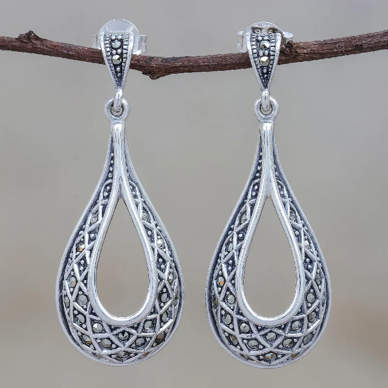 Sparkle More For Less – Jewelry Sale Happening Now Lovely Dew Sterling Silver and Marcasite Dangle Earrings from Thailand Sparkle More For Less – Jewelry Sale Happening Now Lovely Dew Sterling Silver and Marcasite Dangle Earrings from Thailand