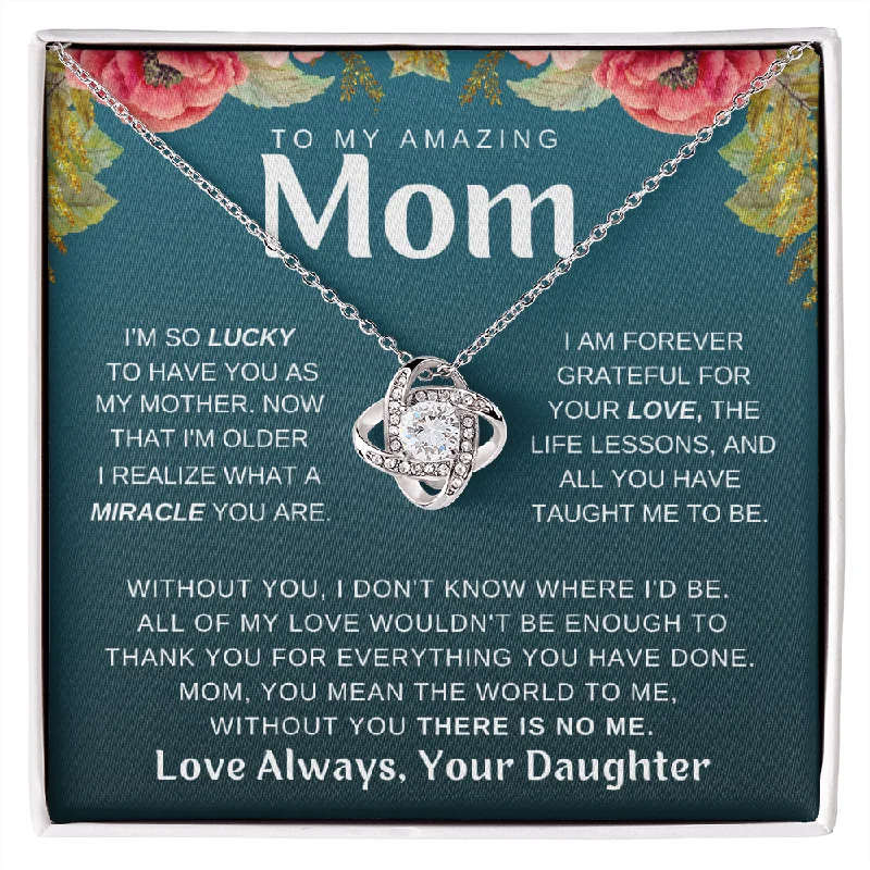 Shop Signature Jewelry Styles At Exclusive Prices Love Knot Necklace- Lucky to Have You Gift for Mom from Daughter - Limited Edition - Grab Yours Now!