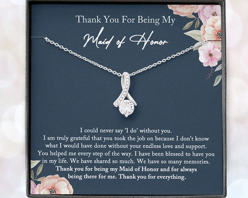 Delicate Crystal Jewelry For Sophisticated Charm Maid of Honor Thank You Gift From Bride Maid of Honor Gift Necklace Matron of Honor Gift Bridesmaid Gift Thank You