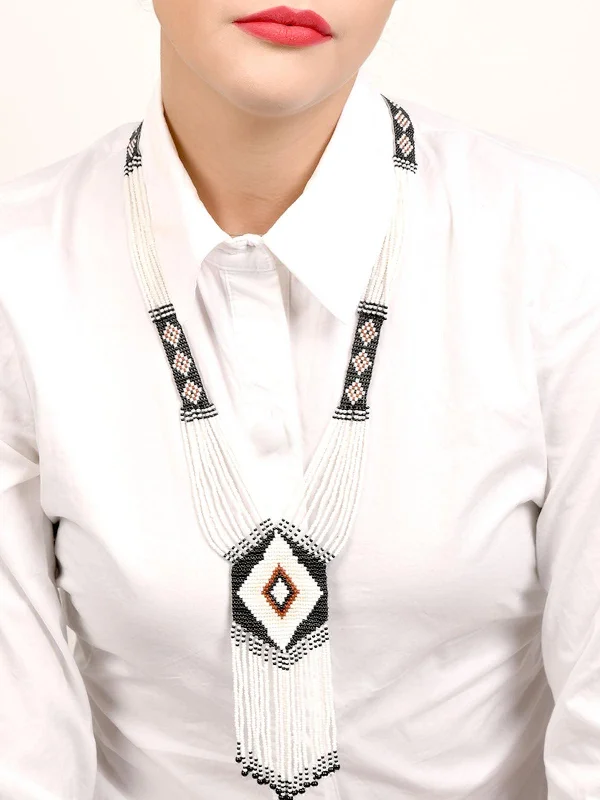 Fashion-Forward Geometric Jewelry For Contemporary Style Odette Women Monochrome Tribal Handmade Adorning Neckpiece