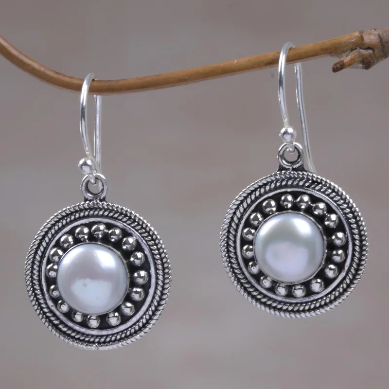 Special Offers On Handcrafted And Designer Jewelry Moonlight Dance Culture Mabe Pearl and Sterling Silver Dangle Earrings