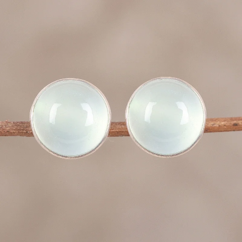 Breathtaking Jewelry, Breathtaking Prices Moonlight Peace Aqua Chalcedony Round Button Earrings from India