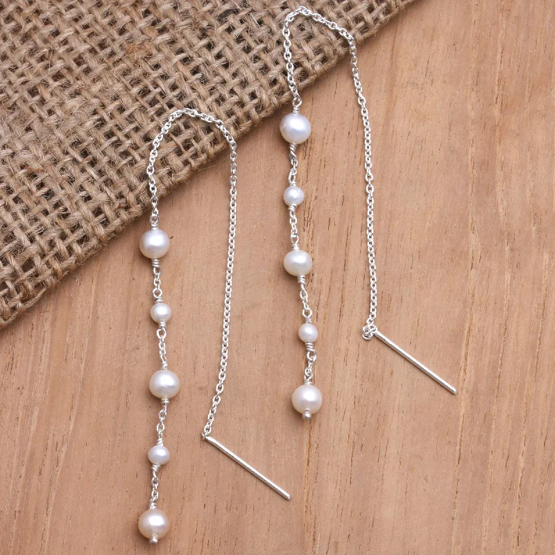 Breathtaking Jewelry, Breathtaking Prices Moonlit Trellis Handmade Cultured Pearl Dangle Earrings from Bali
