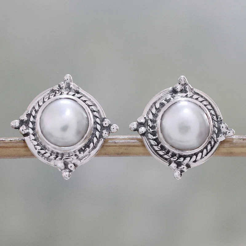 Affordable Glamour – Premium Jewelry For Less Morning Crowns Cultured Pearl and Sterling Silver Earrings from India
