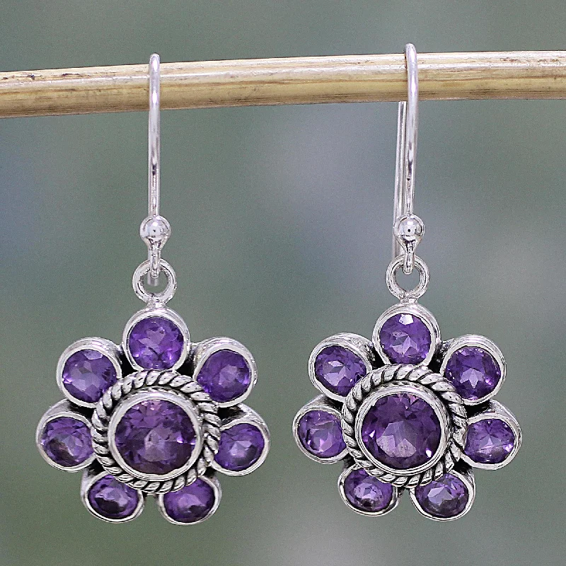 Best Jewelry Deals – Premium Quality At Exclusive Discounts Morning Glitter in Purple Amethyst and Sterling Silver Dangle Earrings from India
